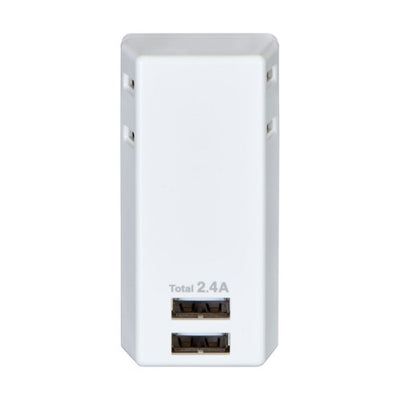 モバイル電源タップ AC2個口 USB-A×2 L形プラグ エルパ UA-222L