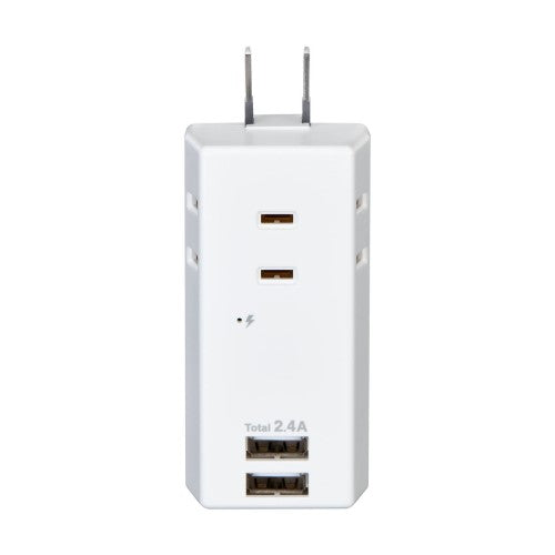 モバイル電源タップ AC3個口 USB-A×2 計2.4A 雷ガード ホワイト エルパ UA-322SB