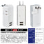 モバイル電源タップ AC3個口 USB-A×2 計2.4A 雷ガード ホワイト エルパ UA-322SB