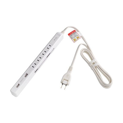 くるくる電源タップ AC4個口 USB-A×2 コード長2m 雷ガード ホワイト エルパ WBS-SL402USB(W)