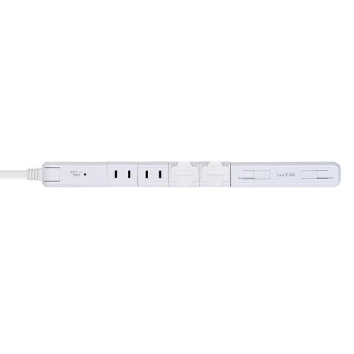 くるくる電源タップ AC4個口 USB-A×2 コード長2m 雷ガード ホワイト エルパ WBS-SL402USB(W)