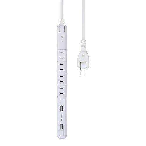 くるくる電源タップ AC4個口 USB-A×2 コード長2m 雷ガード ホワイト エルパ WBS-SL402USB(W)