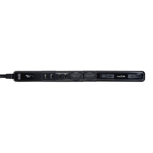 くるくる電源タップ AC4個口 USB-A×2 コード長2m 雷ガード ブラック エルパ WBS-SL402USB(BK)