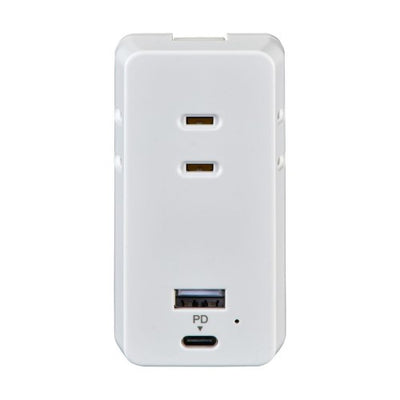 モバイル電源タップ AC3個口 USB-A×1 PD 20W対応USB-C×1 雷ガード ホワイト エルパ UC-322SB(W)