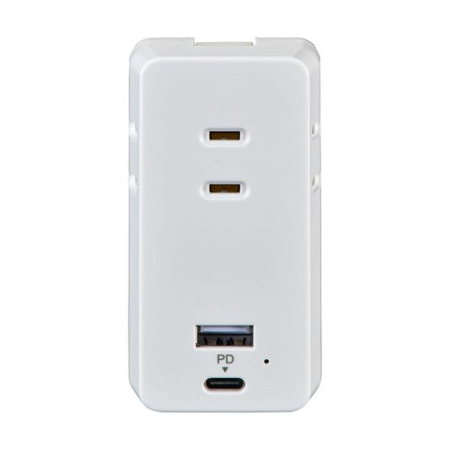 モバイル電源タップ AC3個口 USB-A×1 PD 20W対応USB-C×1 雷ガード ホワイト エルパ UC-322SB(W)