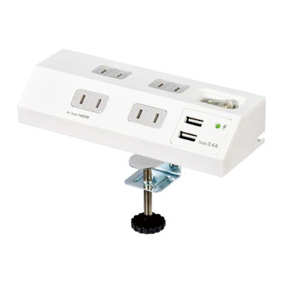 ガッチリ電源タップ 集中スイッチ AC4個口 USB-A×2 コード長2m 雷ガード ホワイト エルパ WLS-DS4232SUA(W)