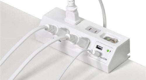 ガッチリ電源タップ 集中スイッチ AC4個口 USB-A×2 コード長2m 雷ガード ホワイト エルパ WLS-DS4232SUA(W)