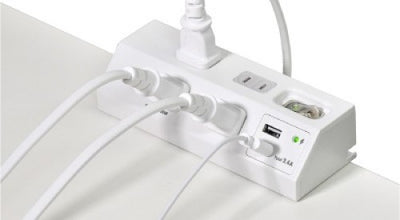 ガッチリ電源タップ 集中スイッチ AC4個口 USB-A×2 コード長2m 雷ガード ホワイト エルパ WLS-DS4232SUA(W)