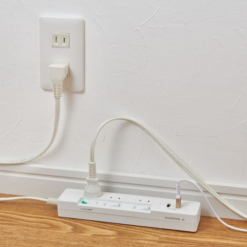 電源タップ ランプレス個別スイッチ AC3個口 USB-A×2 コード長2m ホワイト エルパ WLS-E3232UA(W)