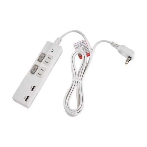 電源タップ 個別スイッチ AC2個口 USB-A×2 コード長2m 雷ガード エルパ WBK-2232SUA(W)