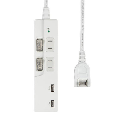 電源タップ 個別スイッチ AC2個口 USB-A×2 コード長2m 雷ガード エルパ WBK-2232SUA(W)