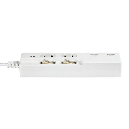 電源タップ 個別スイッチ AC2個口 USB-A×2 コード長2m 雷ガード エルパ WBK-2232SUA(W)
