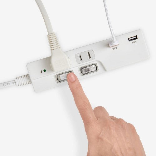 電源タップ 個別スイッチ AC2個口 USB-A×2 コード長2m 雷ガード エルパ WBK-2232SUA(W)