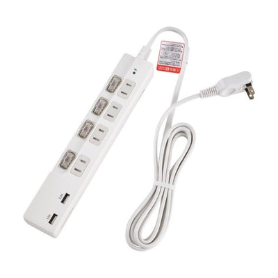 電源タップ 個別スイッチ AC4個口 USB-A×2 コード長2m 雷ガード エルパ WBK-4232SUA(W)