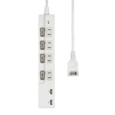 電源タップ 個別スイッチ AC4個口 USB-A×2 コード長2m 雷ガード エルパ WBK-4232SUA(W)