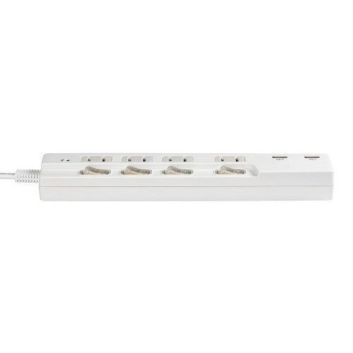 電源タップ 個別スイッチ AC4個口 USB-A×2 コード長2m 雷ガード エルパ WBK-4232SUA(W)
