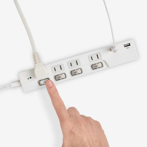 電源タップ 個別スイッチ AC4個口 USB-A×2 コード長2m 雷ガード エルパ WBK-4232SUA(W)