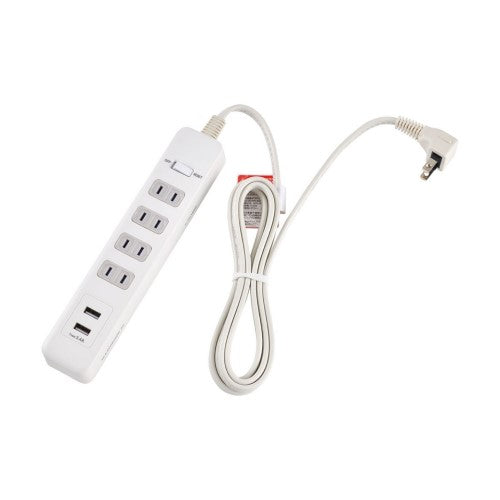 電源タップ 集中スイッチ AC4個口 USB-A×2 コード長2m 雷ガード エルパ WLS-4232BUA(W)