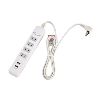 電源タップ 集中スイッチ AC4個口 USB-A×2 コード長2m 雷ガード エルパ WLS-4232BUA(W)