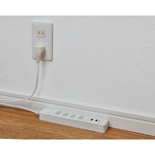 電源タップ 集中スイッチ AC4個口 USB-A×2 コード長2m 雷ガード エルパ WLS-4232BUA(W)