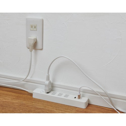 電源タップ 集中スイッチ AC4個口 USB-A×2 コード長2m 雷ガード エルパ WLS-4232BUA(W)