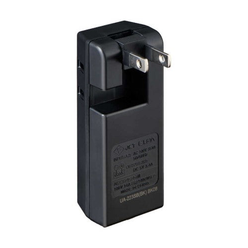 モバイル電源タップ AC2個口 USB-A×2 計3.4A 雷ガード ブラック エルパ UA-223SB(BK)