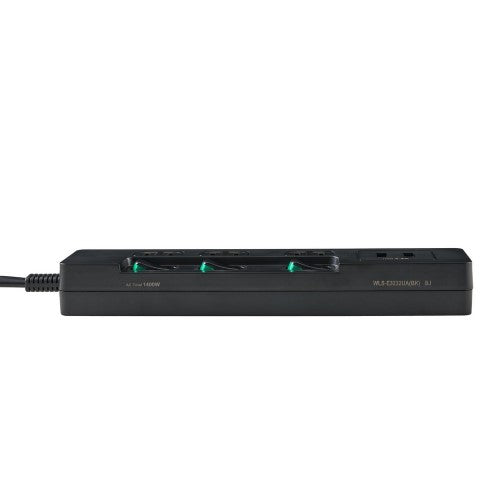 電源タップ ランプレス個別スイッチ AC3個口 USB-A×2 コード長2m ブラック エルパ WLS-E3232UA(BK)