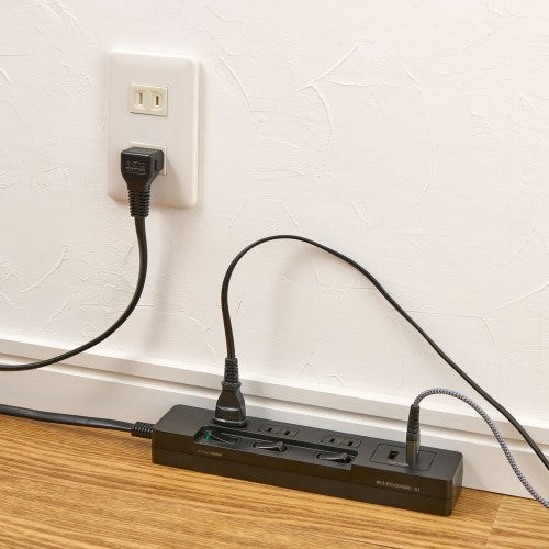 電源タップ ランプレス個別スイッチ AC3個口 USB-A×2 コード長2m ブラック エルパ WLS-E3232UA(BK)