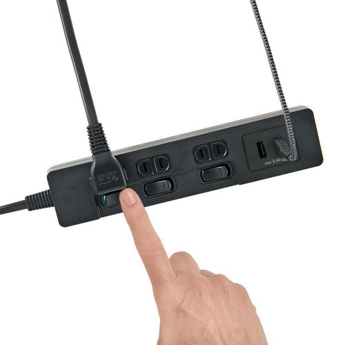 電源タップ ランプレス個別スイッチ AC3個口 USB-A×2 コード長2m ブラック エルパ WLS-E3232UA(BK)