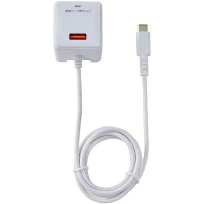 耐雷USB充電器 エルパ USB-Aポート付 PD20W 1m ホワイト 朝日電器 CHCR-SPA10WH