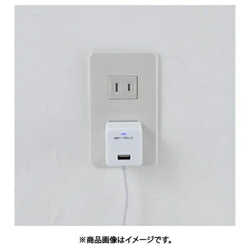 耐雷USB充電器 エルパ USB-Aポート付 PD20W 1m ホワイト 朝日電器 CHCR-SPA10WH