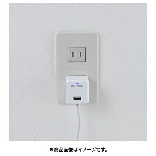 耐雷USB充電器 エルパ USB-Aポート付 PD20W 2m ホワイト 朝日電器 CHCR-SPA20WH