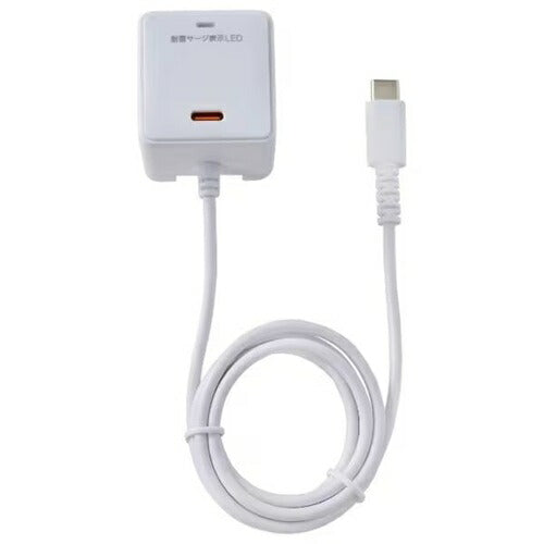 耐雷USB充電器 エルパ USB-Cポート付 PD20W 1m ホワイト 朝日電器 CHCR-SPC10WH