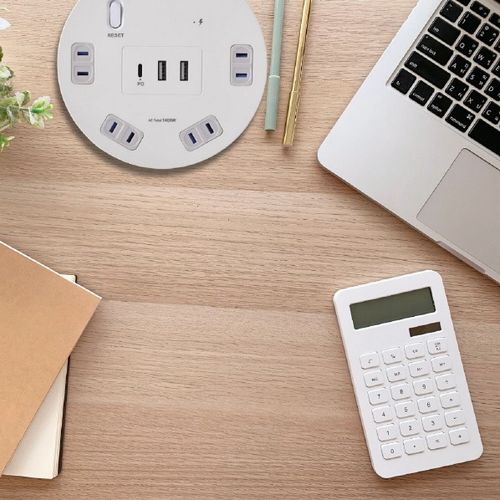 電源タップ USB 丸形 集中スイッチ付USBタップ（4個口/2m/USBポート A×2、C×1） エルパ WLS-RR4322BUCW