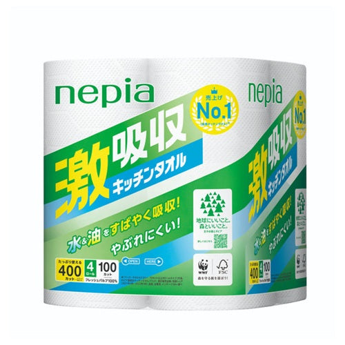 ネピア 激吸収キッチンタオル ４ロール100カット アスト