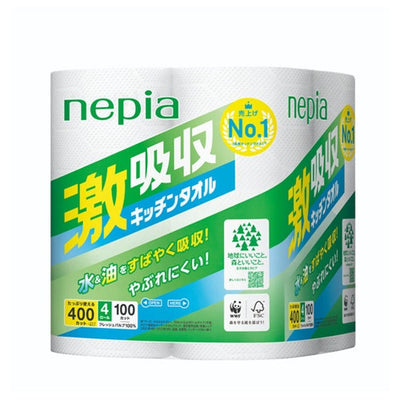 ネピア 激吸収キッチンタオル ４ロール100カット アスト