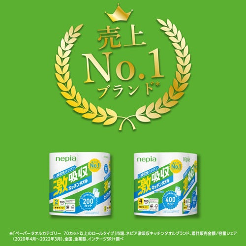 ネピア 激吸収キッチンタオル ４ロール100カット アスト