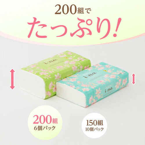 大王製紙 エリエール i：na（イーナ）ソフトパックティシュー 200組×6個パック 1200枚 まとめ買い 備蓄 柔らかい 肌にやさしい キッチン リビング
