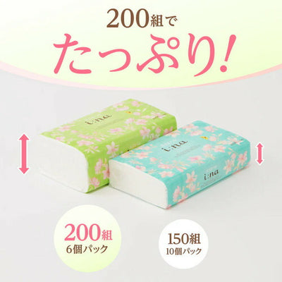 大王製紙 エリエール i：na（イーナ）ソフトパックティシュー 200組×6個パック 1200枚 まとめ買い 備蓄 柔らかい 肌にやさしい キッチン リビング