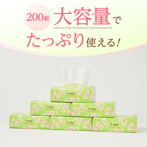 大王製紙 エリエール i：na（イーナ）ソフトパックティシュー 200組×6個パック 1200枚 まとめ買い 備蓄 柔らかい 肌にやさしい キッチン リビング