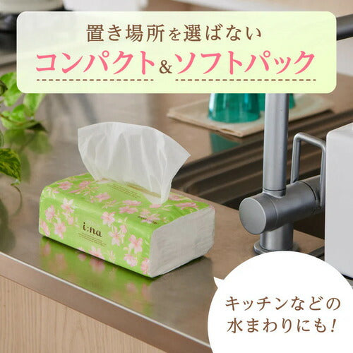 大王製紙 エリエール i：na（イーナ）ソフトパックティシュー 200組×6個パック 1200枚 まとめ買い 備蓄 柔らかい 肌にやさしい キッチン リビング