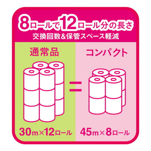 大王製紙 エリエール トイレットティシュー コンパクト ダブル 45m×8ロール 1.5倍巻き 香り付き 消臭機能付 まとめ買い 日用品 備蓄
