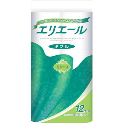 大王製紙 エリエール トイレットティシュー ダブル 30m×12ロール パルプ100% 柔軟仕上げ 香り付き 定番商品 トイレ用品 まとめ買い