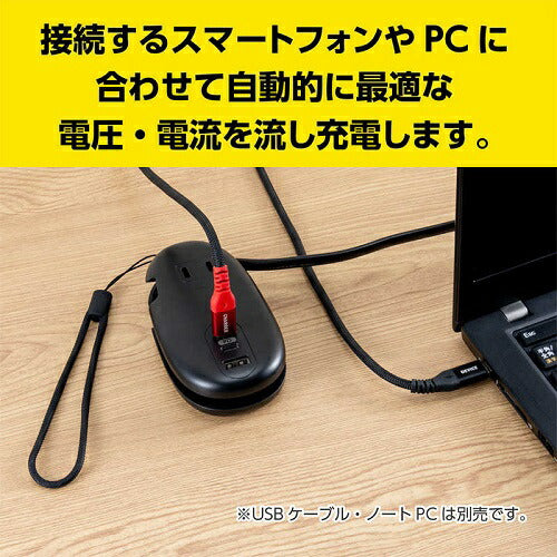 モバイルUSB-ACタップ PD対応 65W ブラック ナカバヤシ JYU-ACU012BK