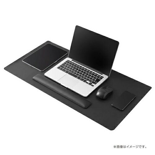 リストレスト付きPUレザーデスクマット／ブラック ナカバヤシ MUP-937BK