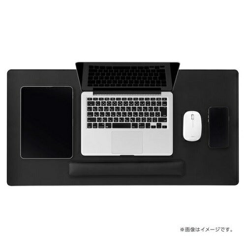 リストレスト付きPUレザーデスクマット／ブラック ナカバヤシ MUP-937BK