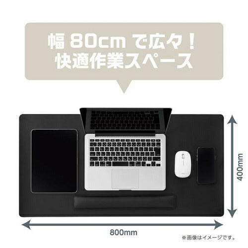 リストレスト付きPUレザーデスクマット／ブラック ナカバヤシ MUP-937BK