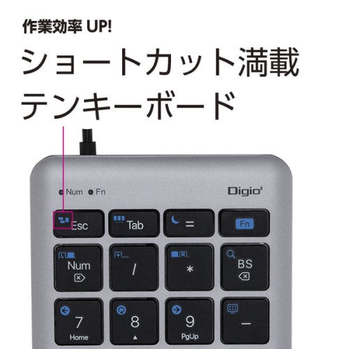 Type-C有線テンキー 22ショートカット グレーブラック ナカバヤシ TNK-SU235GYBK