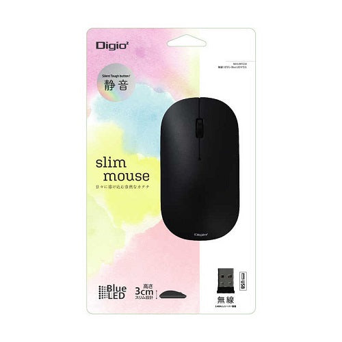 BlueLEDマウス Slimmouse 無線3ボタン ブラック ［BlueLED /無線(ワイヤレス) /3ボタン /USB］ ナカバヤシ MUSRKT230BK