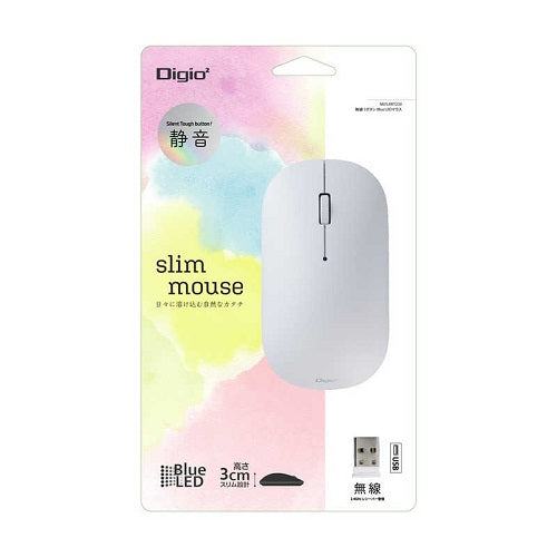 BlueLEDマウス Slimmouse 無線3ボタン ホワイト ［BlueLED /無線(ワイヤレス) /3ボタン /USB］ ナカバヤシ MUSRKT230W